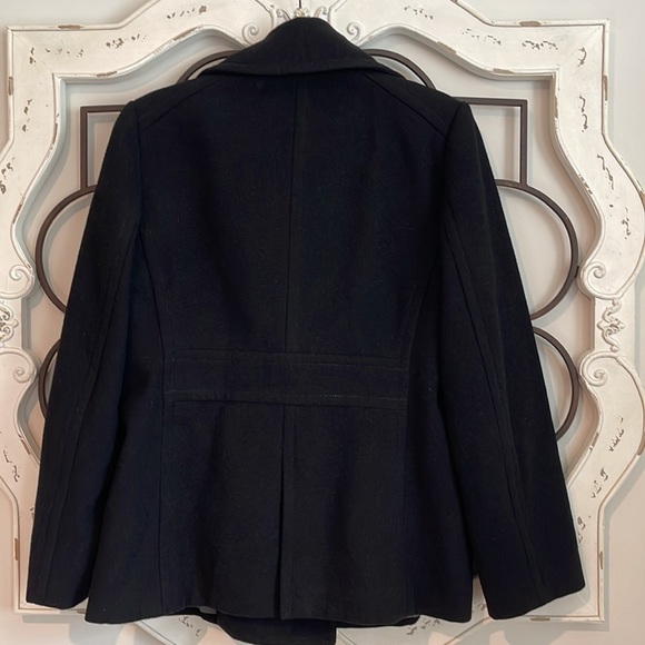 J. CREW 100% WOOL DOUBLE BREASTED PEA COAT BLACK SIZE MEDIUM - Picture 7 of 9